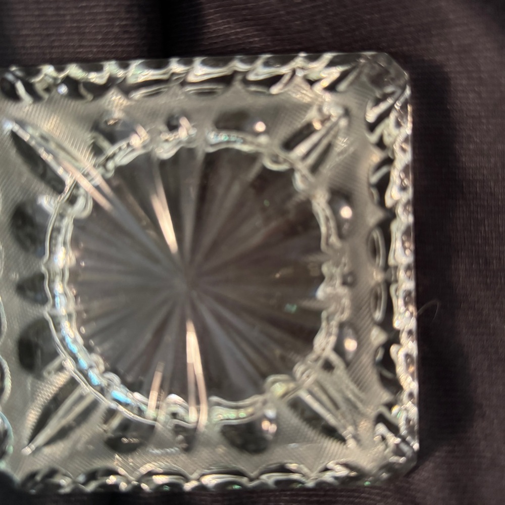 VINTAGE CRYSTAL ASH TRAY Elegant Glass Trinket Dish 4 inches HEAVY